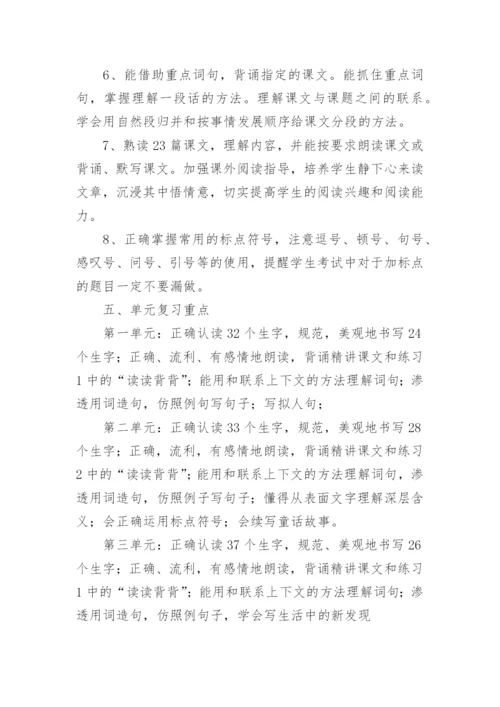 小学四年级下册语文复习计划.docx