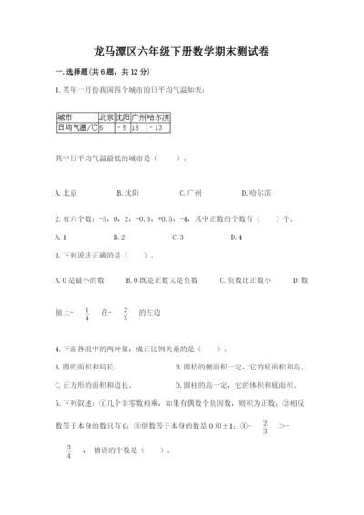龙马潭区六年级下册数学期末测试卷精编.docx