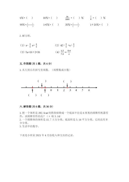 兴和县六年级下册数学期末测试卷精品附答案.docx