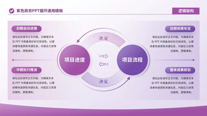 紫色商务风4项循环PP单页