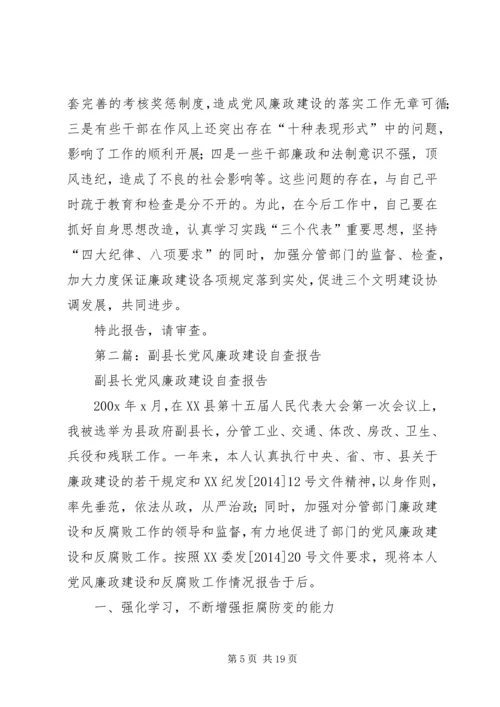 第一篇：副县长党风廉政建设自查报告.docx