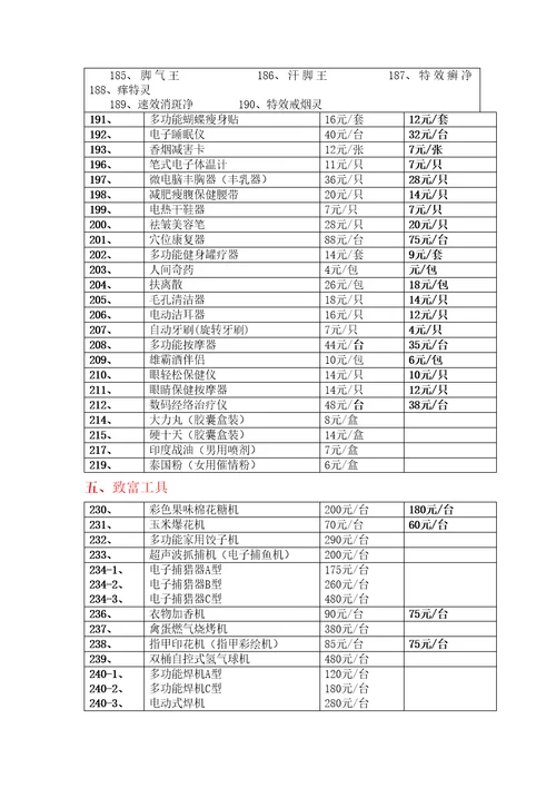 第期公司产品价目表