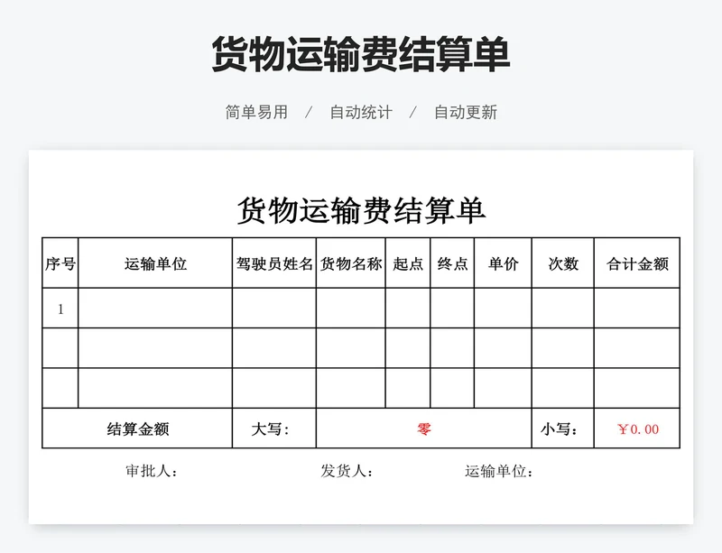 货物运输费结算单