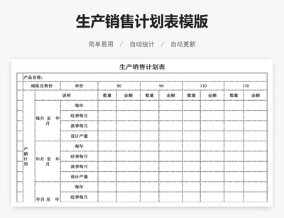 生产销售计划表模版