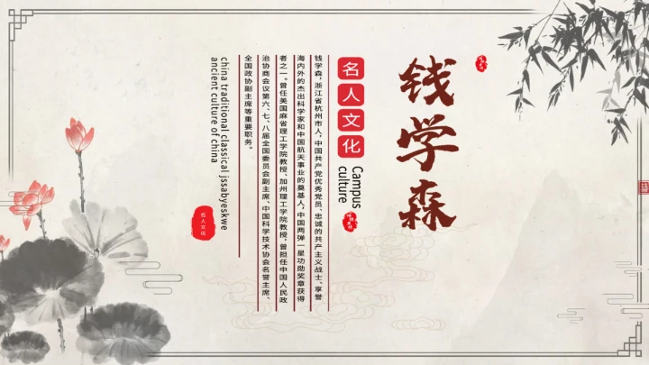 钱学森中国知名作家个人生平介绍 课件