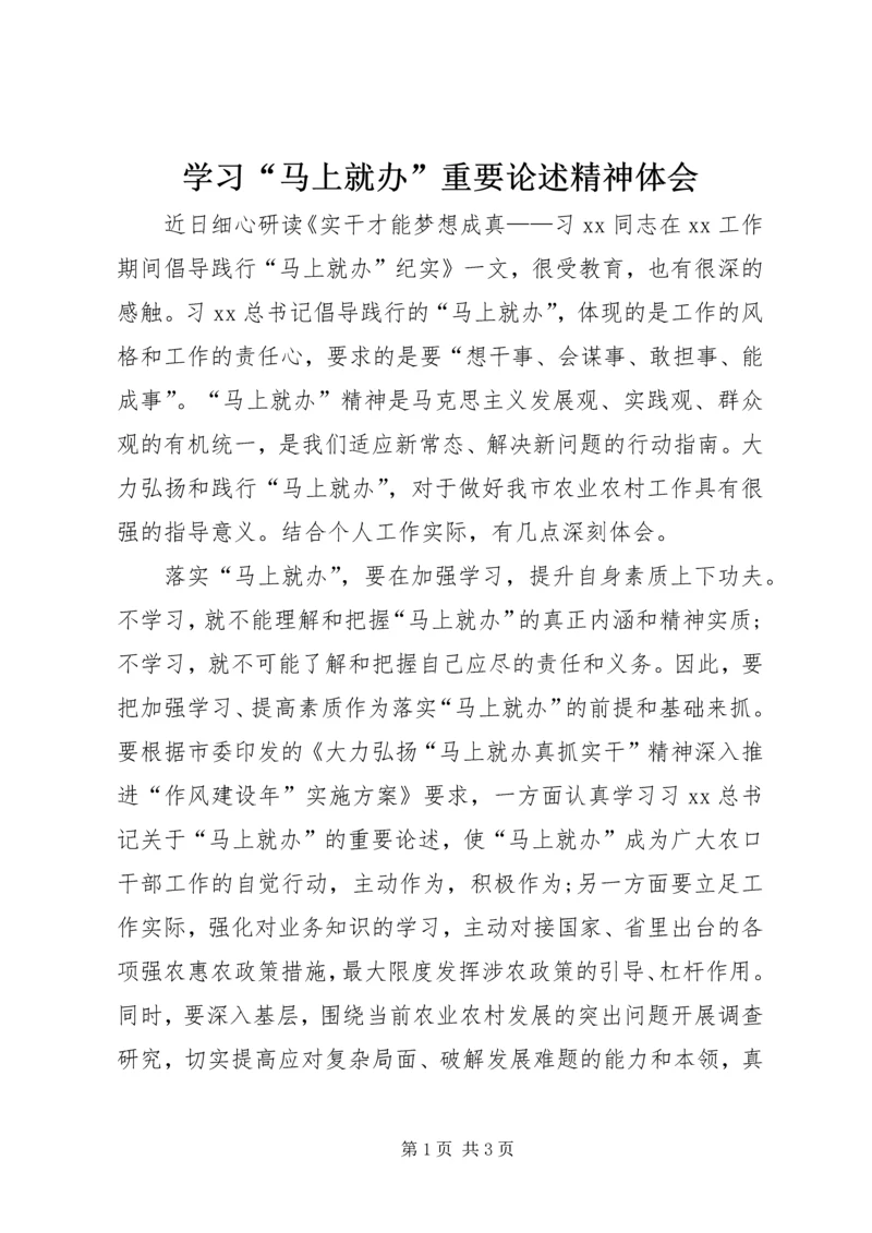 学习“马上就办”重要论述精神体会.docx