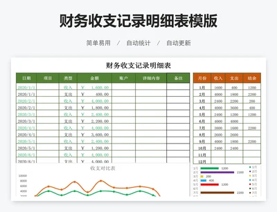 财务收支记录明细表模版