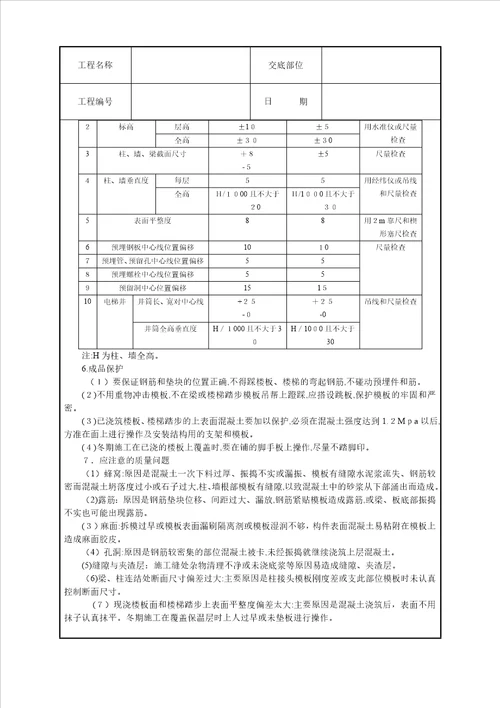 框架结构砼浇筑技术交底