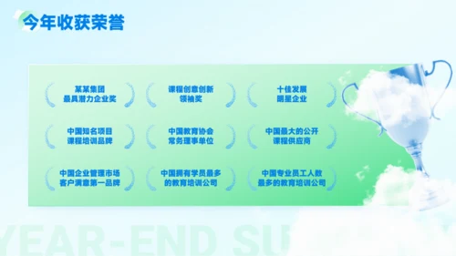 蓝绿轻盈年终总结商务模板