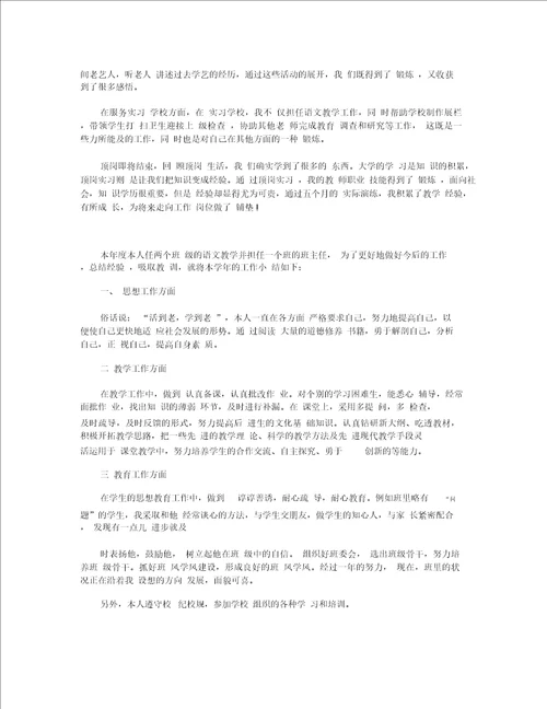 教师实习个人工作总结