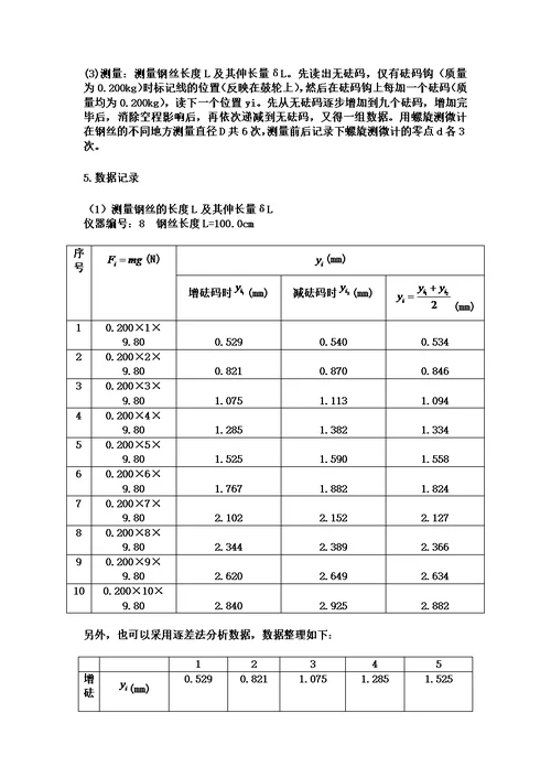 清华大学物理实验A1弹性模量的测量实验报告