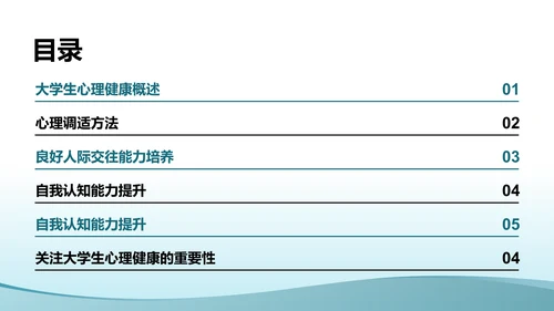 蓝色小清新大学生生心理健康PPT模板