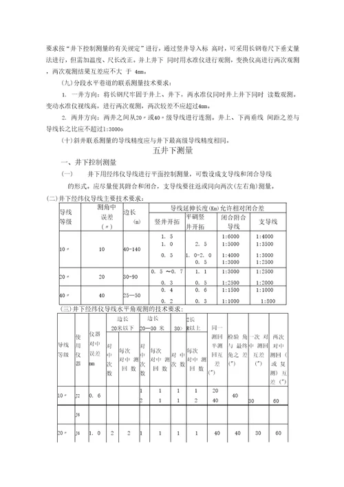 矿山测量专业技术标准