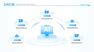 蓝白色科技风AI流程工作汇报PPT单页