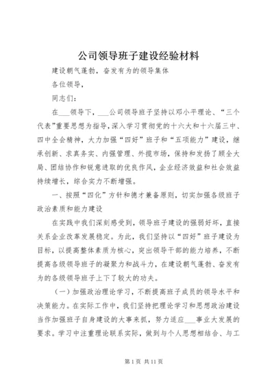 公司领导班子建设经验材料 (2).docx