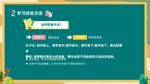 卡通清新黑板风中高年级期末考试总动员主题班会PPT期末考动员