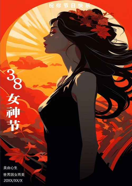 美由心生女神节节日海报