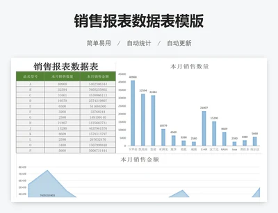 销售报表数据表模版