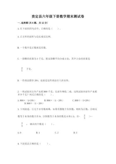 贵定县六年级下册数学期末测试卷（巩固）.docx