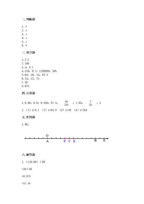 祁连县六年级下册数学期末测试卷考试直接用