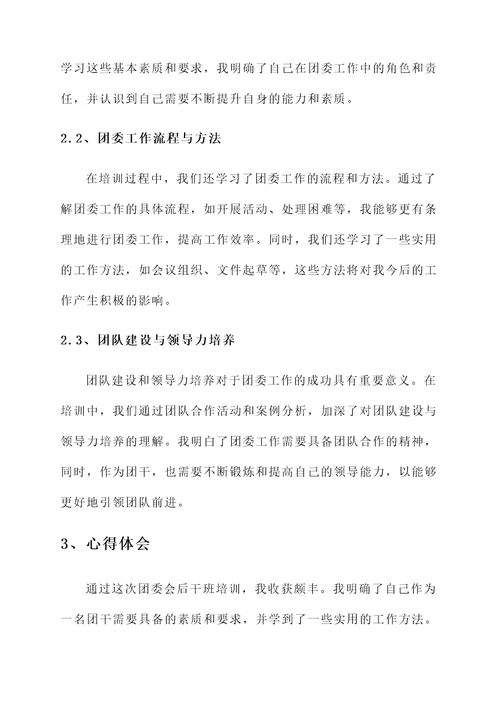 团委会后干班培训心得