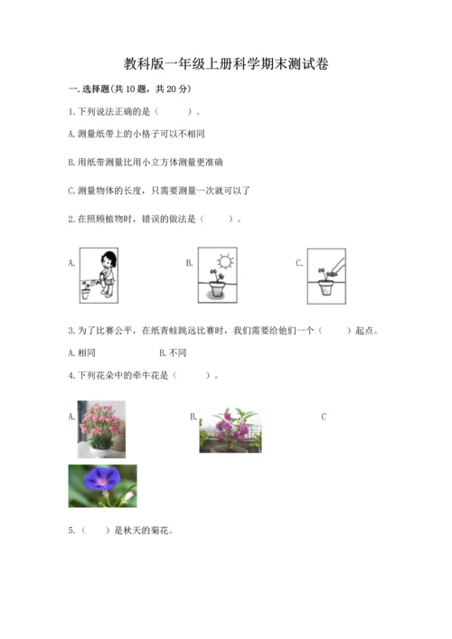 教科版一年级上册科学期末测试卷附参考答案ab卷.docx