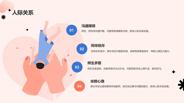 红色插画风心理健康主题班会PPT模板
