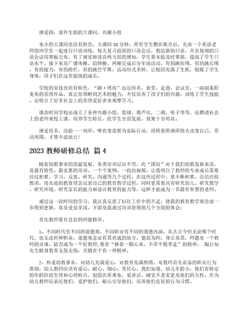 2023教师研修总结