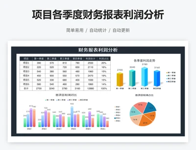 项目各季度财务报表利润分析