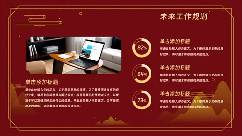 红色中国风年终工作总结汇报
