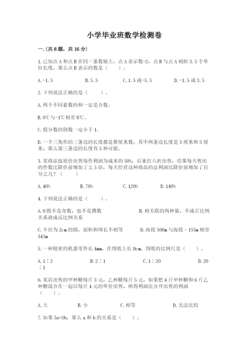 小学毕业班数学检测卷推荐.docx