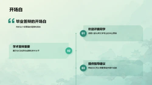 绿色中式国风文学专业毕业答辩PPT模板