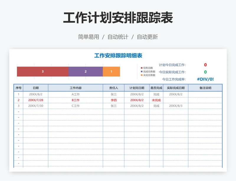工作计划安排跟踪表