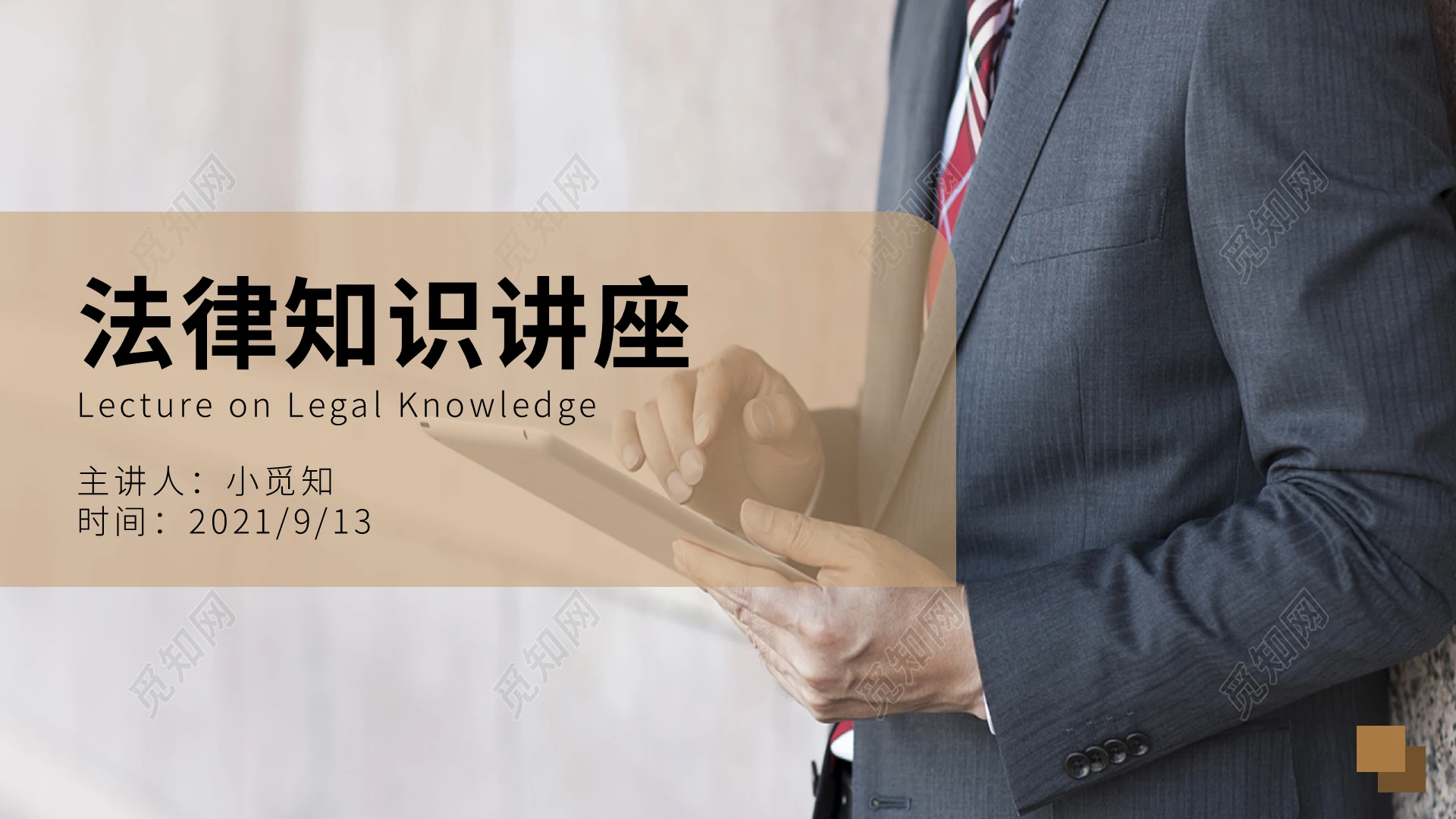 棕色简约商务法律知识讲座法律知识培训PPT模板
