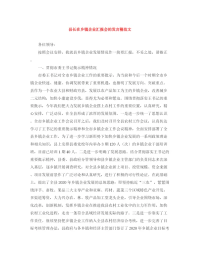 精编之县长在乡镇企业汇报会的发言稿范文.docx