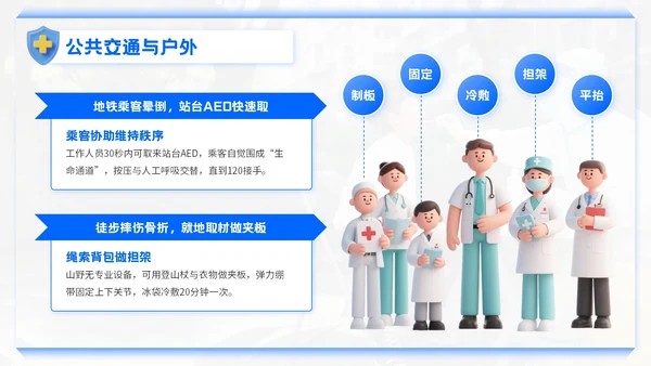 蓝色简约商务风世界急救日PPT模板