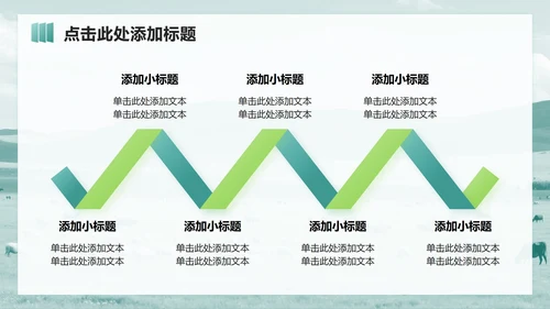 绿色简约风草原风景主题旅行计划PPT模板