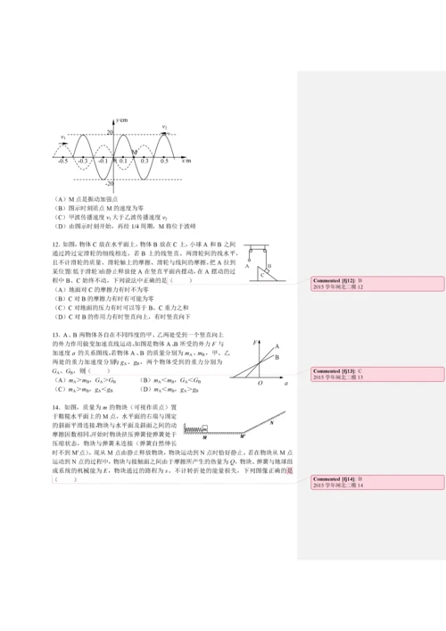 闸北区(上海物理)2016届高考二模.docx