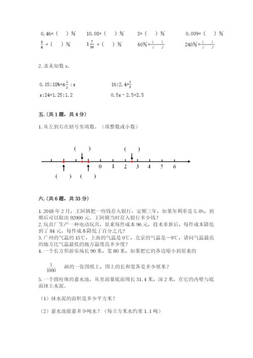 小学六年级数学期末自测题（考点精练）.docx