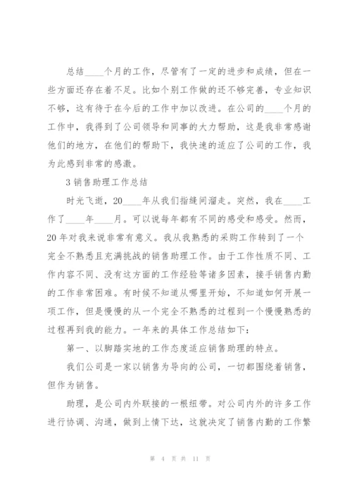 销售助理工作总结优秀大全5篇.docx