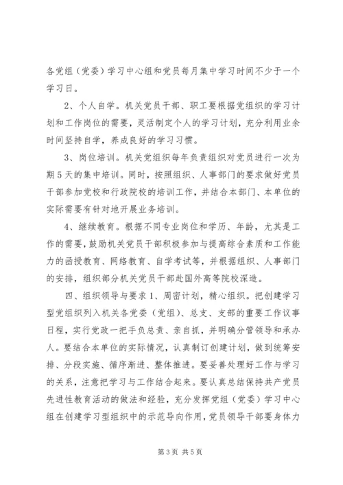 市直机关工委开展创建学习型党组织实施意见.docx