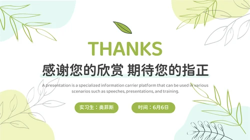 小清新试用期实习转正述职申请汇报