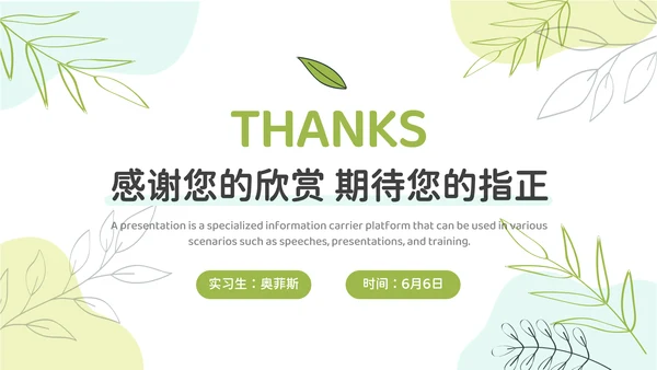 小清新试用期实习转正述职申请汇报