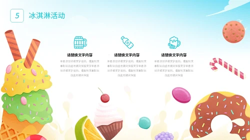 展板风夏季清凉活动策划冰淇淋甜筒冷饮宣传PPT