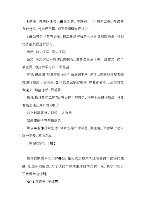 寒假的学习计划 (2)
