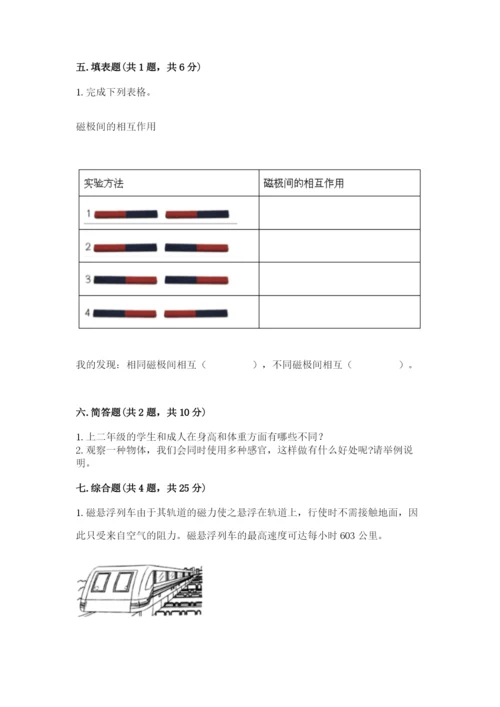 教科版二年级下册科学知识点期末测试卷带答案（考试直接用）.docx
