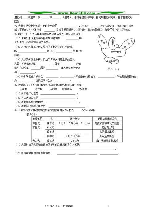 高中生物的进化同步练习2旧人教必修2