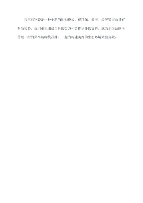 共享购物袋融资计划书