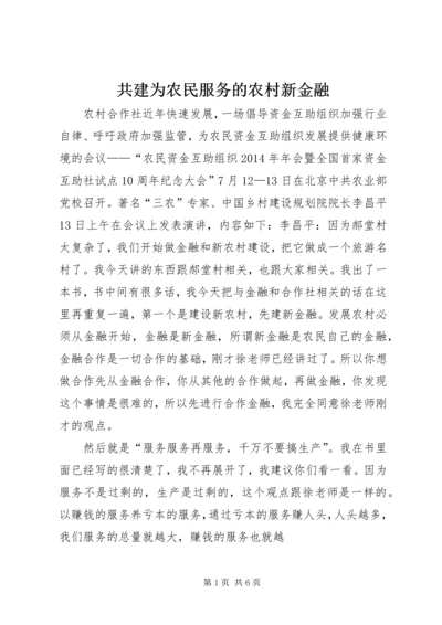 共建为农民服务的农村新金融.docx