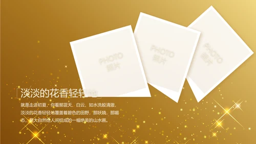 金色星光璀璨生日快乐纪念册电子相册动态PPT模板